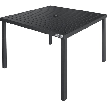 GLOBAL INDUSTRIAL 40 Square Aluminum Slatted Dining Table, Black 437005BK